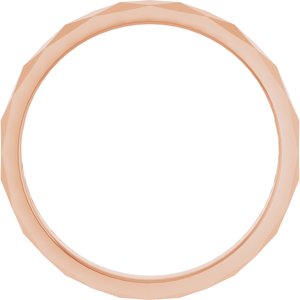 18K Rose 2.5 mm Geometric Faceted Flat Band Size 10