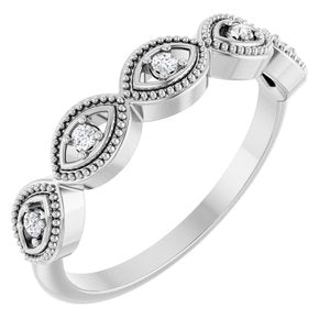 Sterling Silver .07 CTW Natural Diamond Evil Eye Stackable Ring
