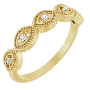 14K Yellow Gold .07 CTW Natural Diamond Evil Eye Stackable Ring