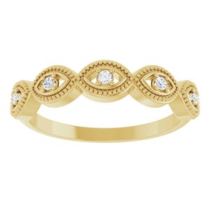 14K Yellow Gold .07 CTW Natural Diamond Evil Eye Stackable Ring