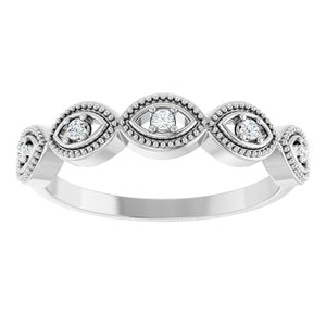 Sterling Silver .07 CTW Natural Diamond Evil Eye Stackable Ring