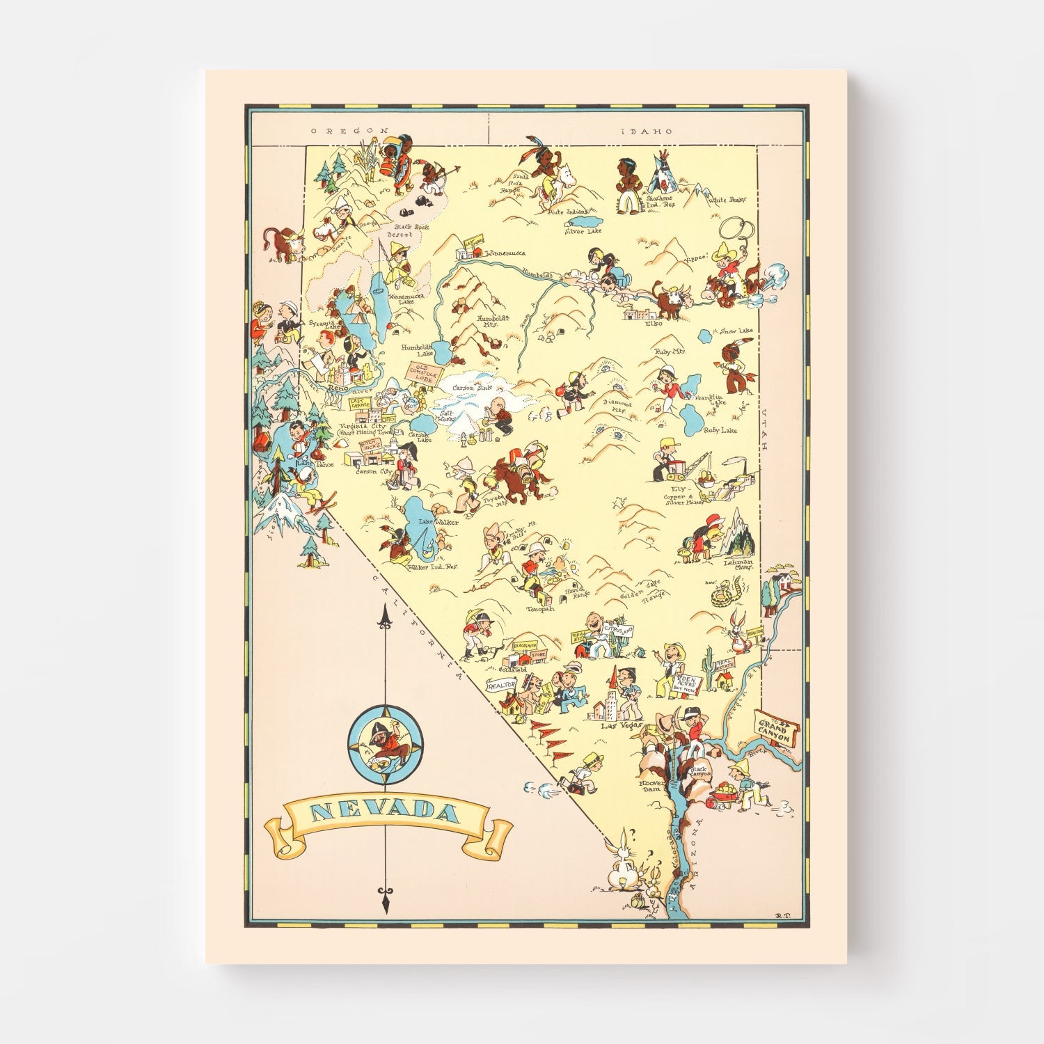 Vintage Map of Nevada 1935