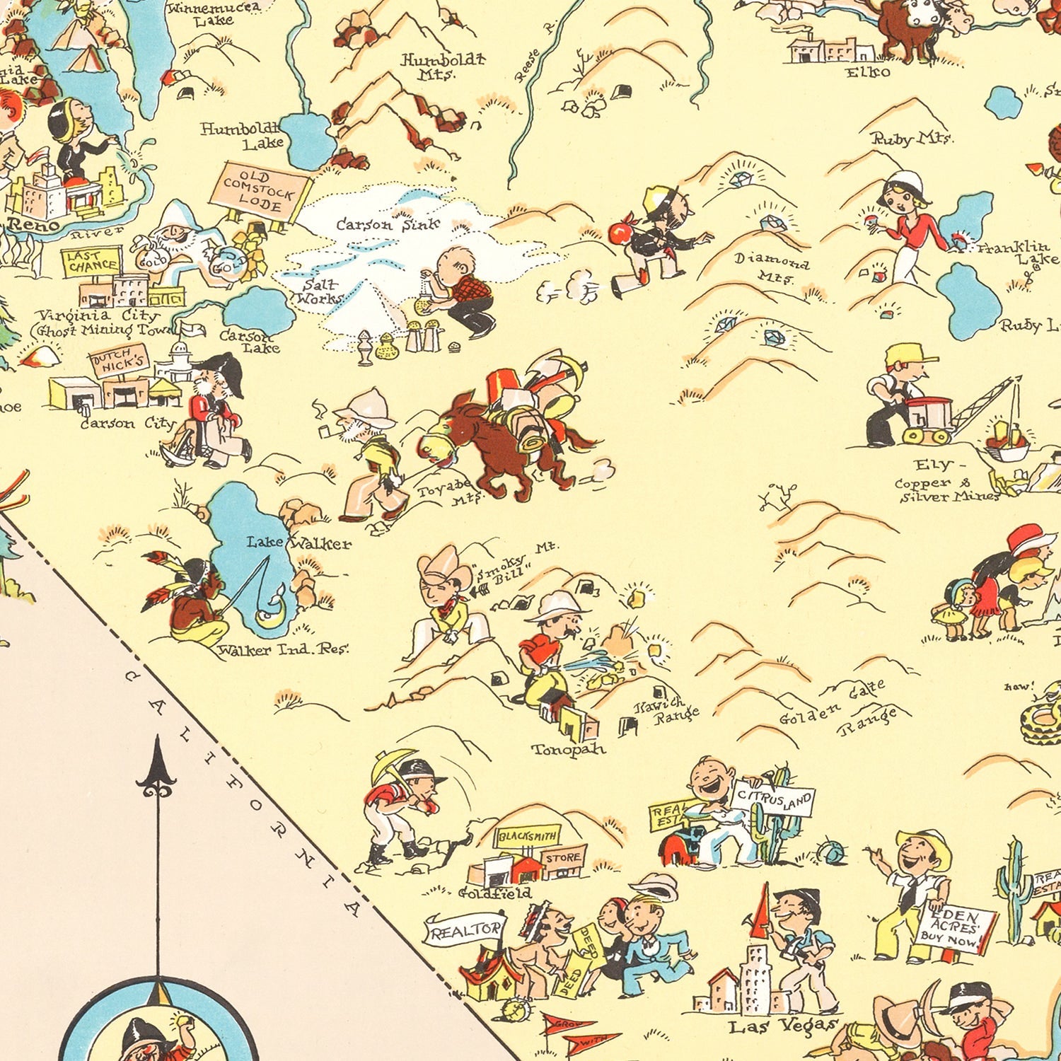 Vintage Map of Nevada 1935