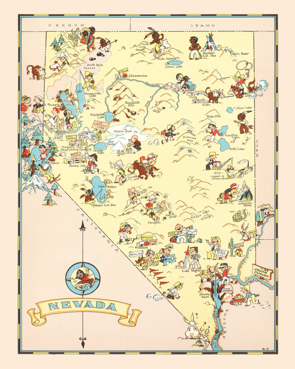 Vintage Map of Nevada 1935
