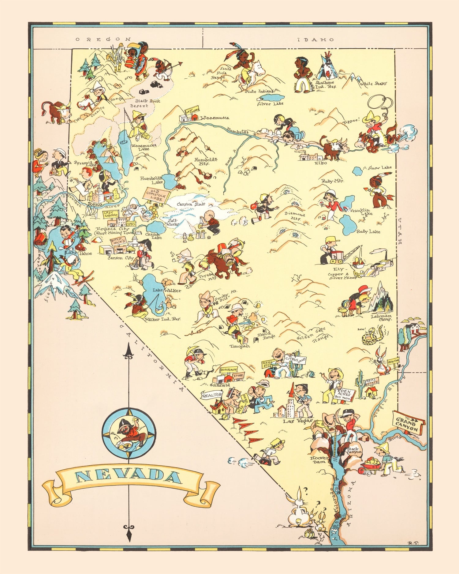 Vintage Map of Nevada 1935