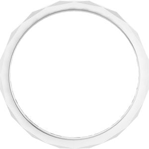 10K White 1.5 mm Geometric Faceted Flat Band Size 8