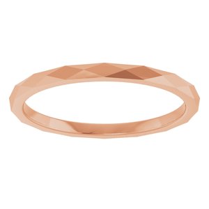 18K Rose 1.5 mm Geometric Faceted Flat Band Size 10