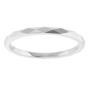 10K White 1.5 mm Geometric Faceted Flat Band Size 5