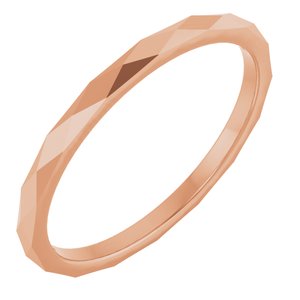 18K Rose 1.5 mm Geometric Faceted Flat Band Size 9