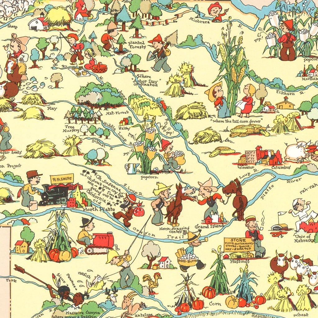 Vintage Map of Nebraska 1935