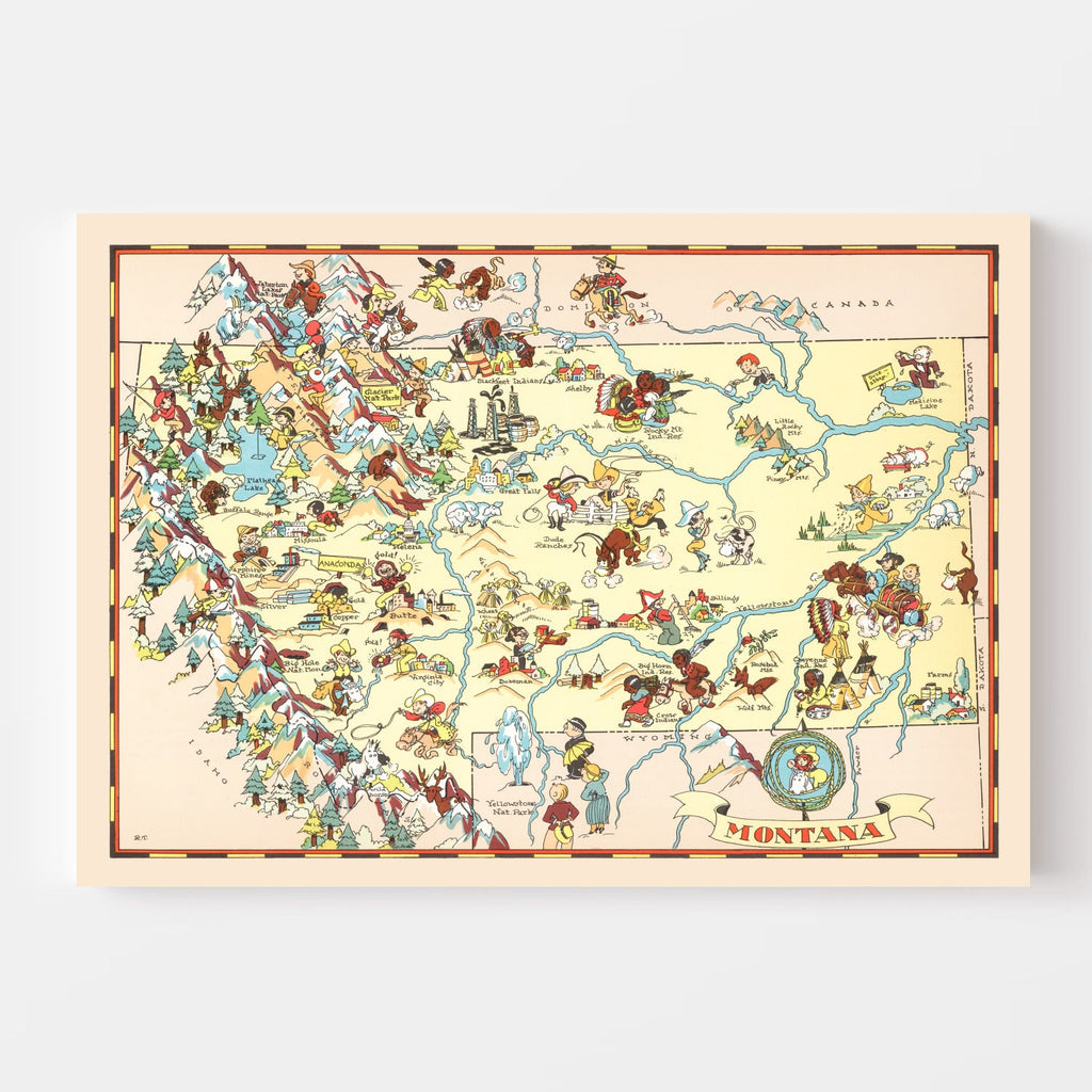 Vintage Map of Montana 1935
