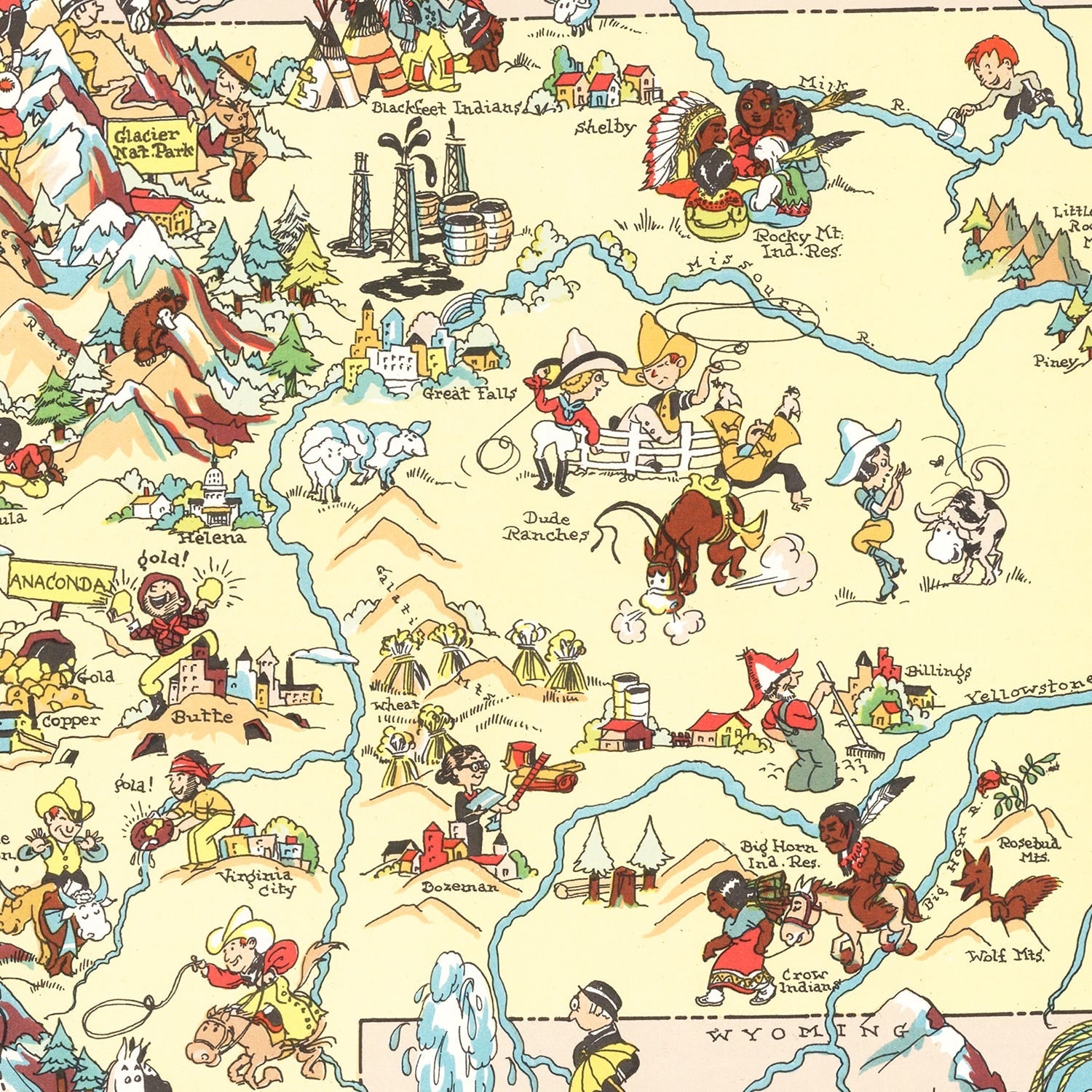 Vintage Map of Montana 1935