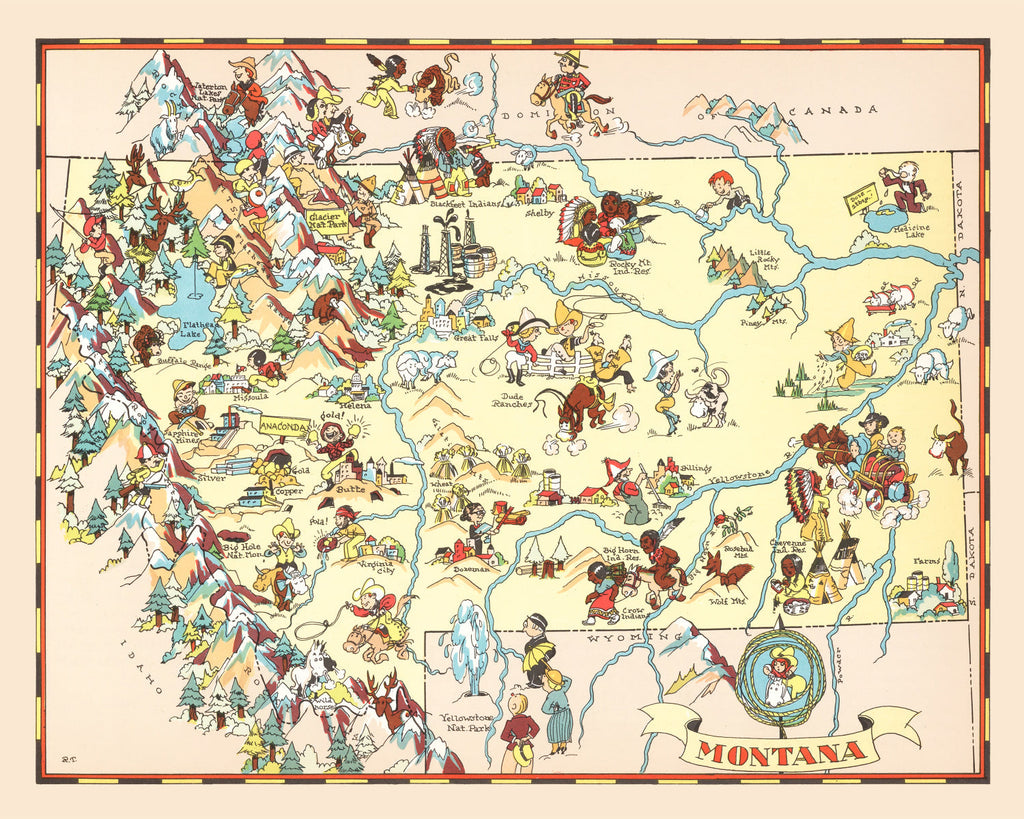 Vintage Map of Montana 1935