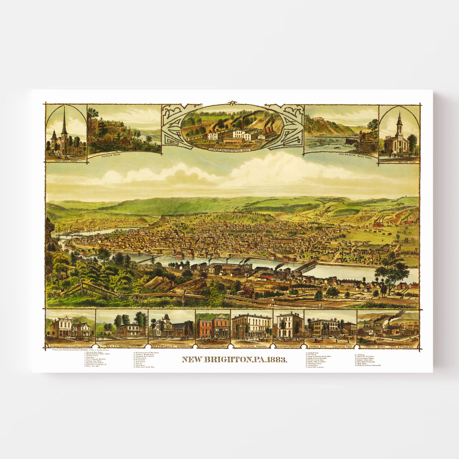 Vintage Map of New Brighton, Pennsylvania 1883