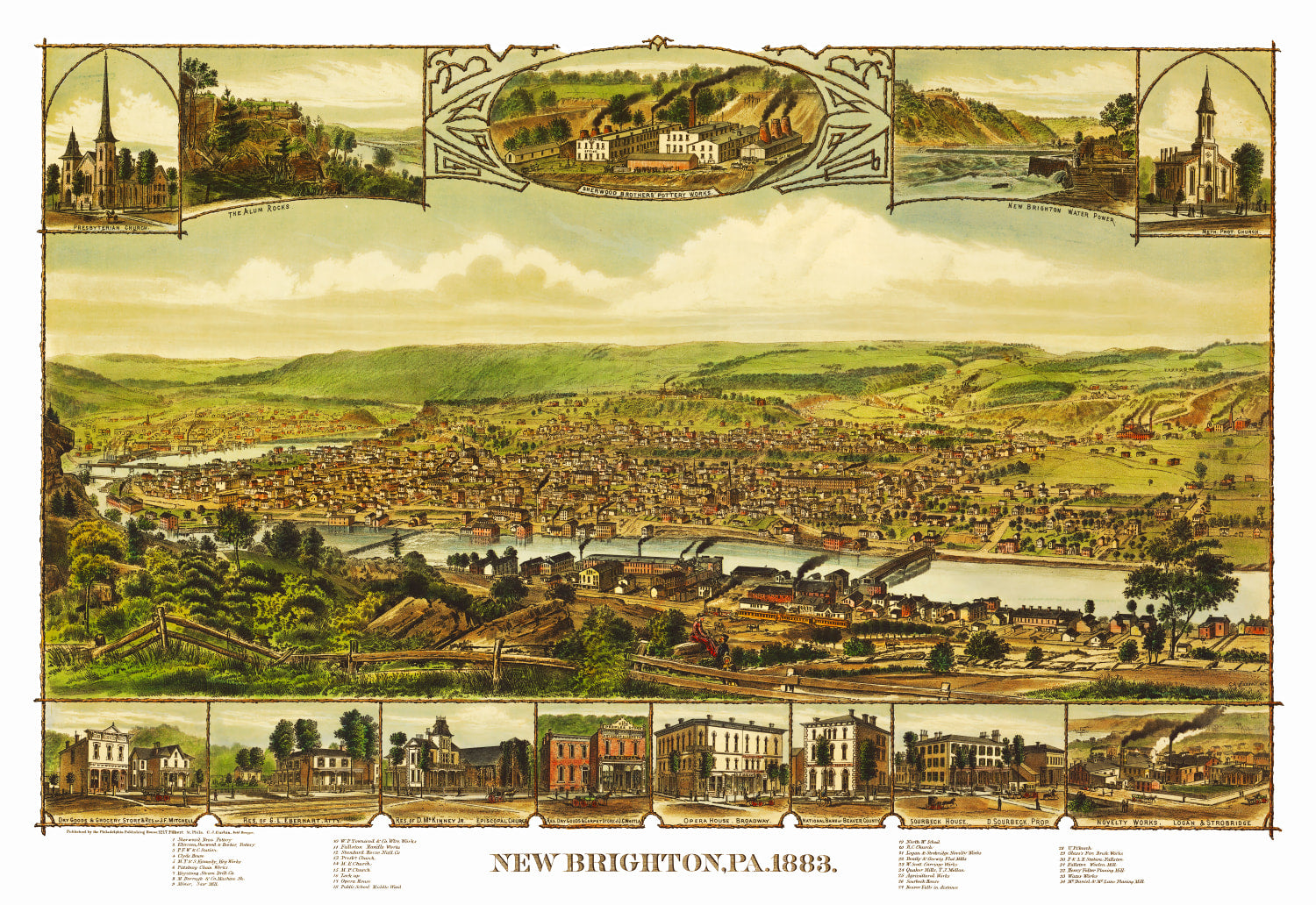 Vintage Map of New Brighton, Pennsylvania 1883