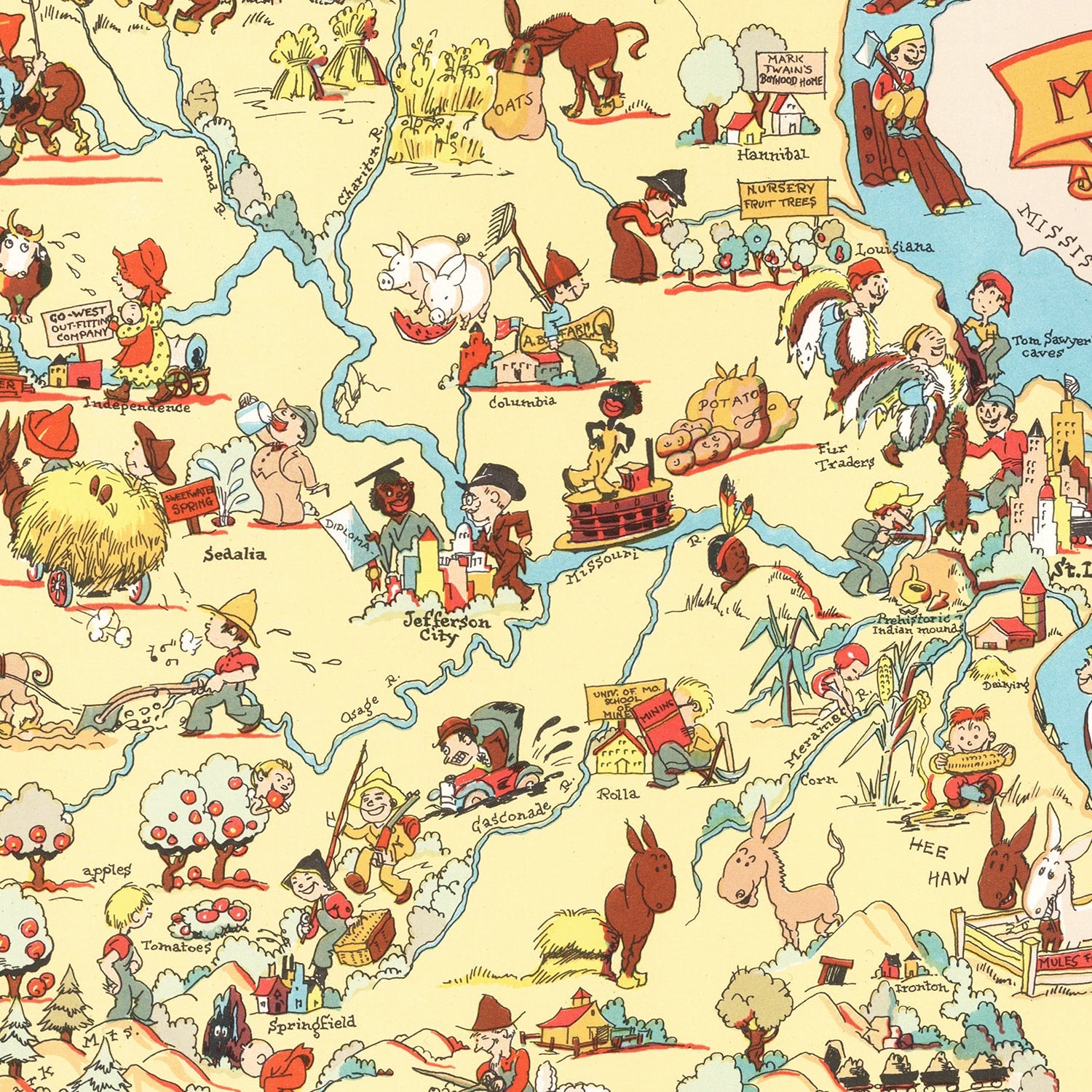 Vintage Map of Missouri 1935