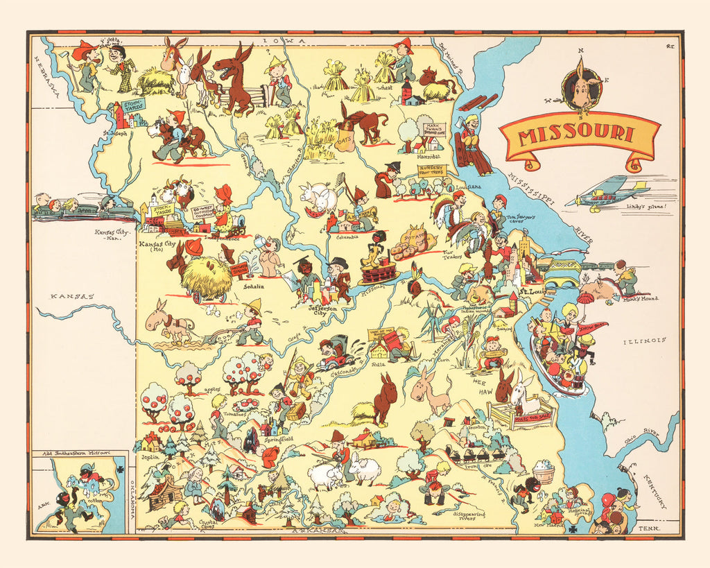 Vintage Map of Missouri 1935