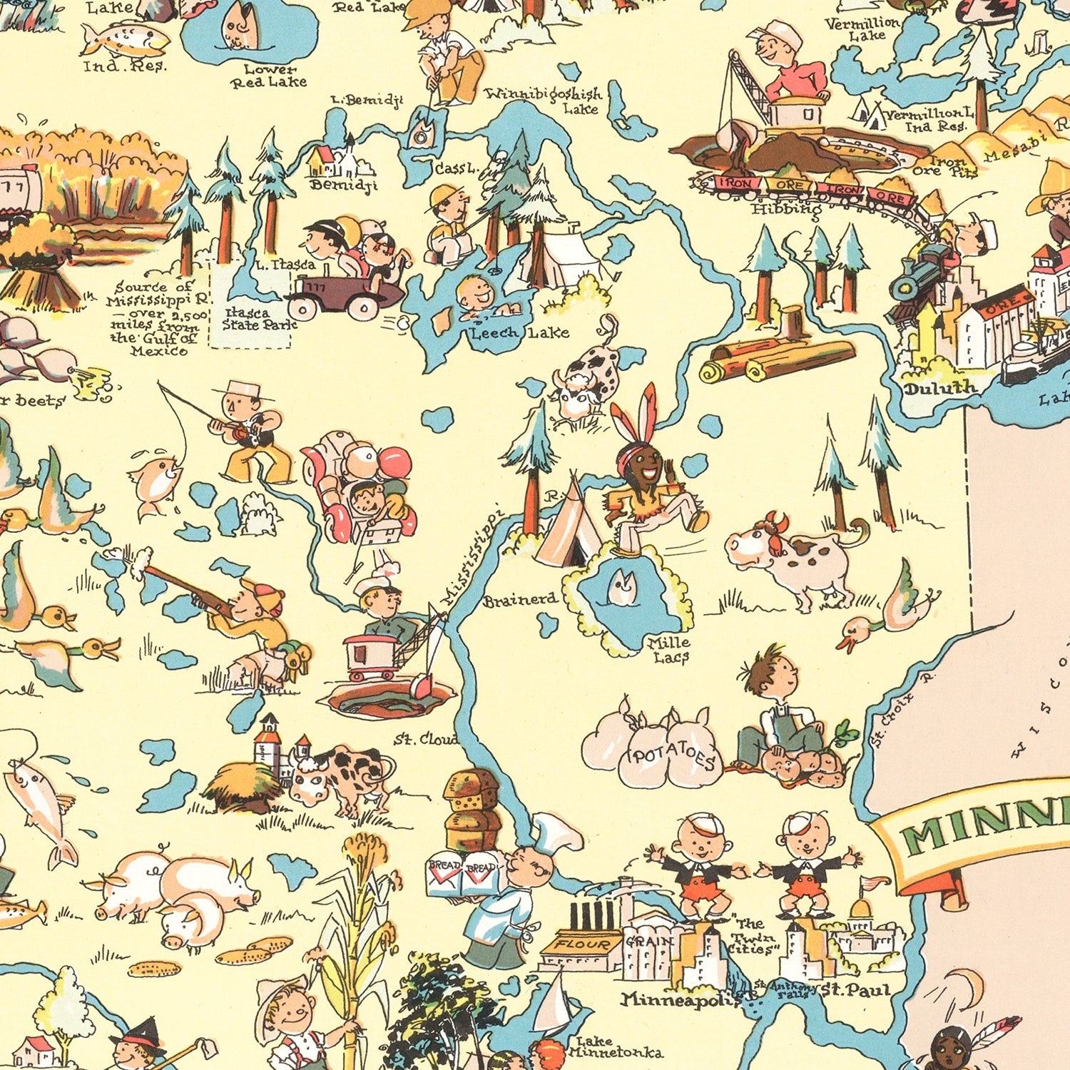 Vintage Map of Minnesota 1935