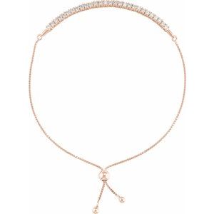 14K Rose Gold 1 CTW Lab-Grown Diamond Bolo 9 1/2" Bracelet