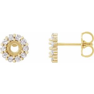 14K Yellow Gold 4.5 mm Round 1/5 CTW Rose-Cut Natural Diamond Semi-Set Earrings
