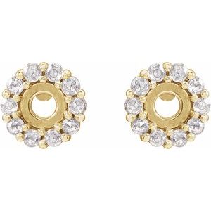 14K Yellow Gold 3.5 mm Round 1/6 CTW Rose-Cut Natural Diamond Semi-Set Earrings – image 2