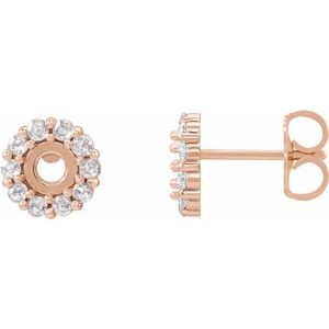 14K Rose Gold 3.5 mm Round 1/6 CTW Rose-Cut Natural Diamond Semi-Set Earrings