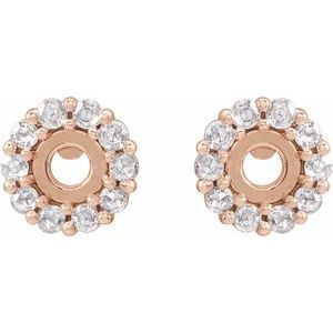 14K Rose Gold 5 mm Round 1/3 CTW Rose-Cut Natural Diamond Semi-Set Earrings – image 2