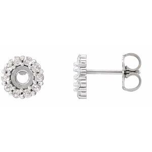 Platinum 3 mm Round 1/8 CTW Rose-Cut Natural Diamond Semi-Set Earrings