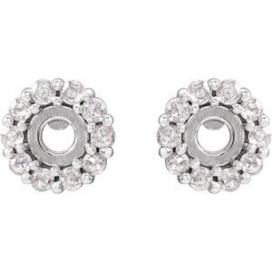 Sterling Silver 3.5 mm Round 1/6 CTW Rose-Cut Natural Diamond Semi-Set Earrings – image 2