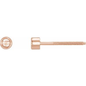 14K Rose Gold 2 mm Round Micro Single Stud Earring Mounting