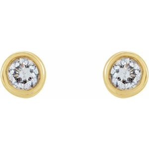 14K Yellow Gold .03 CTW Natural Diamond Micro Bezel-Set Earrings
