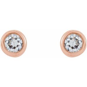 14K Rose Gold .03 CTW Natural Diamond Micro Bezel-Set Earrings