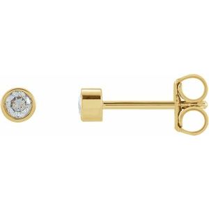 14K Yellow Gold .06 CT Natural Diamond Micro Bezel-Set Stud Earring
