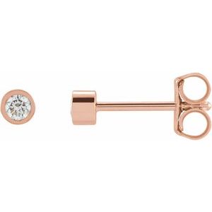 14K Rose Gold .05 CT Natural Diamond Micro Bezel-Set Stud Earring