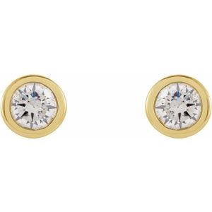 14K Yellow Gold .06 CTW Natural Diamond Micro Bezel-Set Earrings