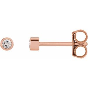 14K Rose Gold .03 CT Natural Diamond Micro Bezel Single Stud Earring