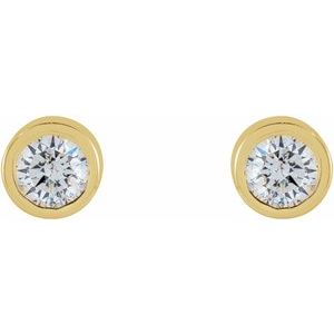 14K Yellow Gold .04 CTW Natural Diamond Micro Bezel-Set Earrings – image 2