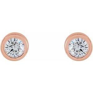 14K Rose Gold .04 CTW Natural Diamond Micro Bezel-Set Earrings