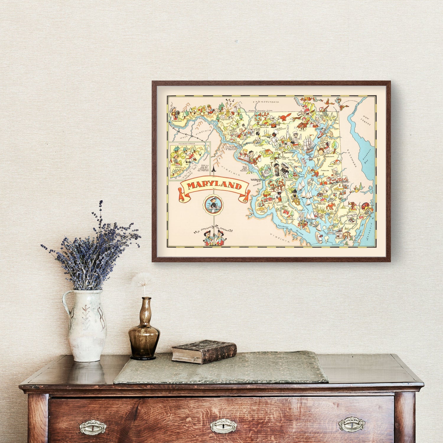 Vintage Map of Maryland 1935