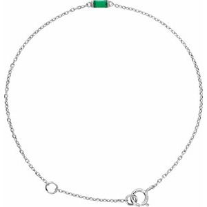 14K White Gold Lab-Grown Emerald 6 1/2-7 1/2" Bracelet