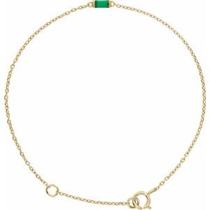 14K Yellow Gold Vermeil Lab-Grown Emerald 6 1/2-7 1/2" Bracelet