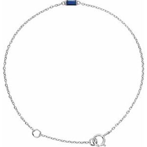Sterling Silver Lab-Grown Blue Sapphire 6 1/2-7 1/2" Bracelet