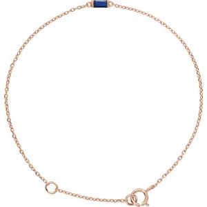 14K Rose Gold Natural Blue Sapphire 6 1/2-7 1/2" Bracelet