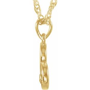14K Yellow Gold .015 CT Natural Diamond Heart 18" Necklace