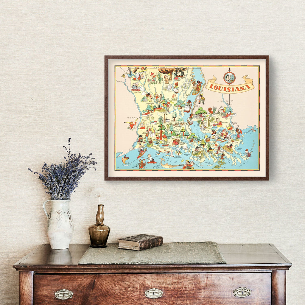 Vintage Map of Louisiana 1935