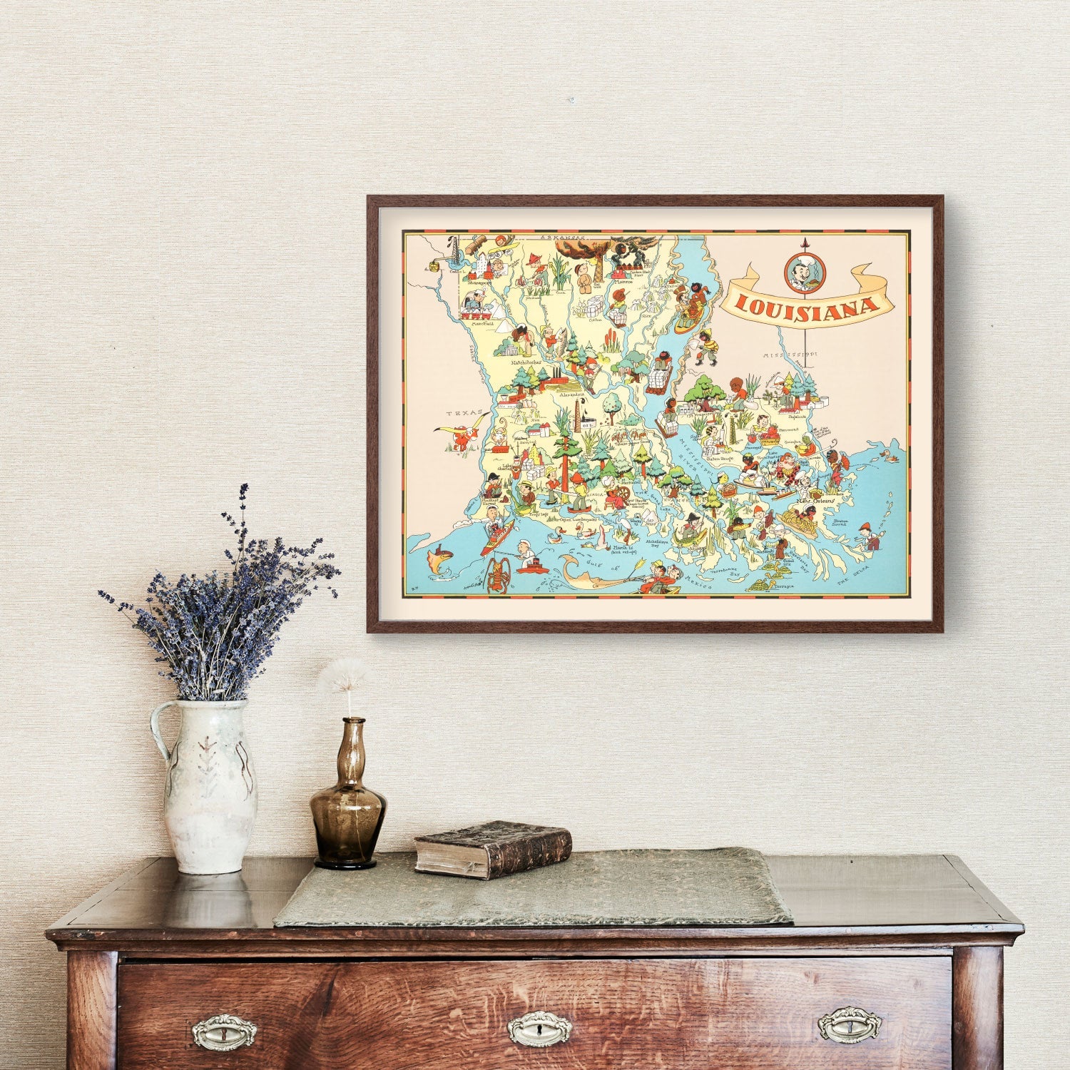 Vintage Map of Louisiana 1935