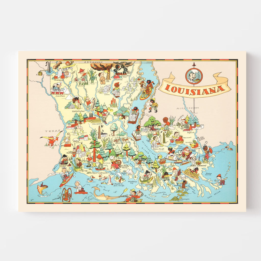 Vintage Map of Louisiana 1935