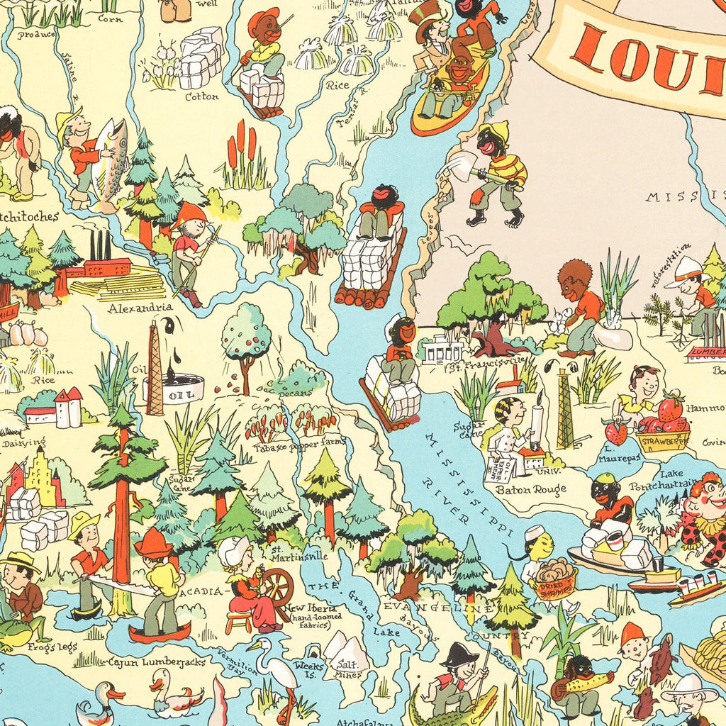 Vintage Map of Louisiana 1935