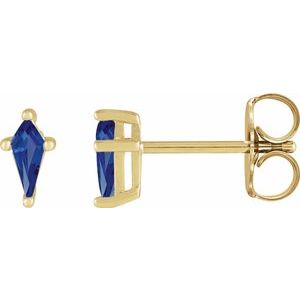 14K Yellow Gold Lab-Grown Blue Sapphire Earrings