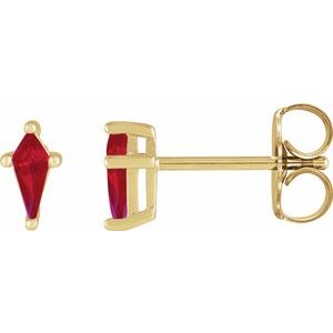 14K Yellow Gold Lab-Grown Ruby Earrings